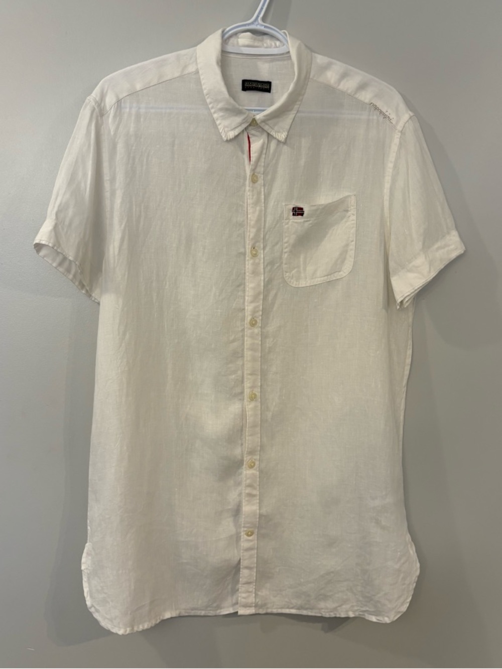 Napapijri flex linen button up shirt regular fit men’s medium